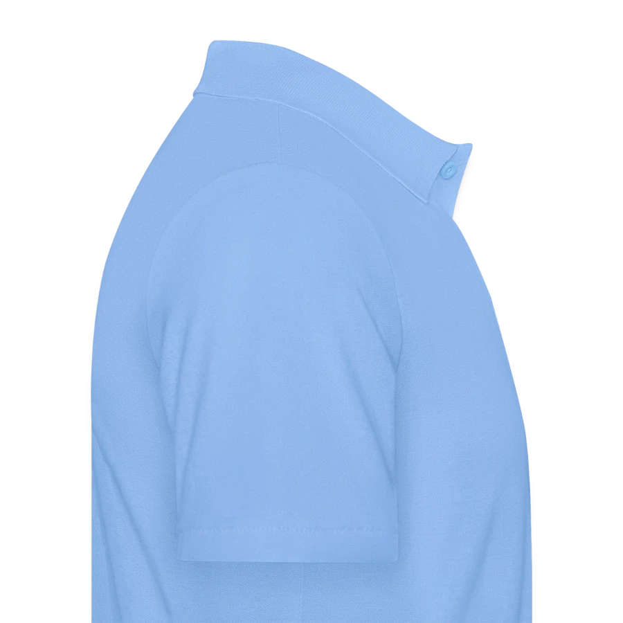 Bern badge on a men's polo shirt, sky blue, right