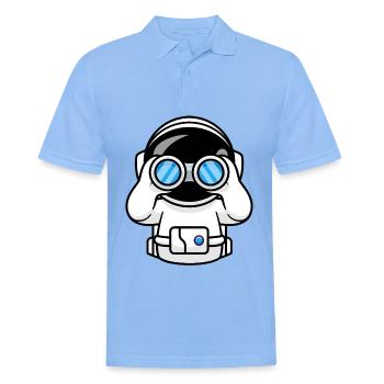 Astronaut mit Fernglas - Männer Poloshirt - Himmelblau - Vorne - Jaron (178cm)