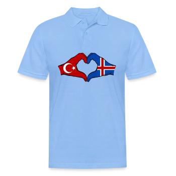 Turquie Islande Drapeau Mains Coeur Forme - Polo Homme - bleu ciel - Devant - Jaron (178cm)