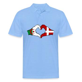 Algérie Danemark Drapeau Mains Coeur Forme - Polo Homme - bleu ciel - Devant - Jaron (178cm)