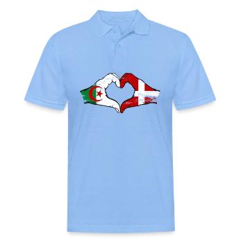 Algérie Danemark drapeau mains forme de coeur utilisé - Polo Homme - bleu ciel - Devant - Jaron (178cm)