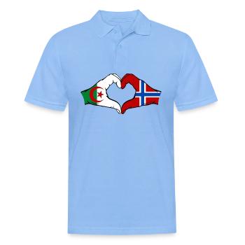 Algeria Norway Flag Hands Heart Shape - Men's Polo Shirt - sky blue - Front - Jaron (178cm)