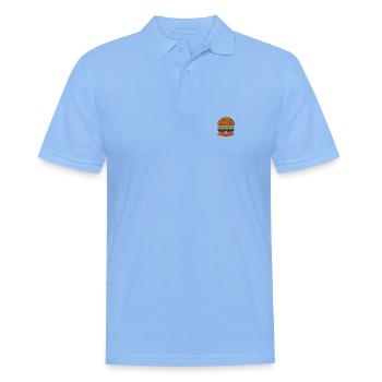 Burger bestickt - Männer Poloshirt - Himmelblau - Vorne - Jaron (178cm)