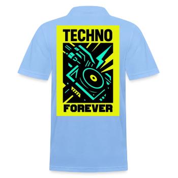 Techno Forever - Männer Poloshirt - Himmelblau - Hinten - Jaron (178cm)