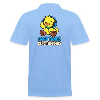 Duck mit Kopfhörern – Good Tunes Zero Thougts - Männer Poloshirt - Himmelblau - Hinten - Jaron (178cm)
