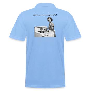 Retro Hausfrau Mittelfinger - Rebellisch - FCK AFD - Männer Poloshirt - Himmelblau - Hinten - Jaron (178cm)