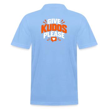 Gebt bitte Kudos-Shirt, Kudos-Laufshirt - Männer Poloshirt - Himmelblau - Hinten - Jaron (178cm)