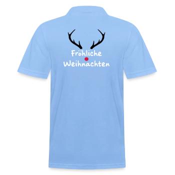 Fröhliche Weihnachten Rentier Weihnachtsgeschenk - Männer Poloshirt - Himmelblau - Hinten - Jaron (178cm)
