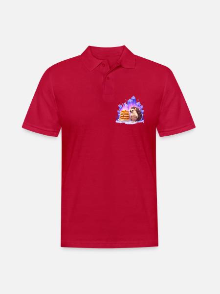 Hedgehog with pancakes and crystals - Men's Polo Shirt - cherry red