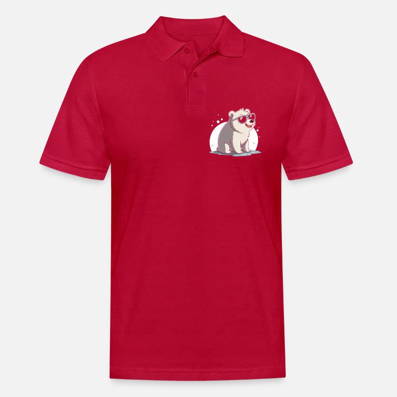 Schicker Eisbär mit Brille - Männer Poloshirt - cherry red