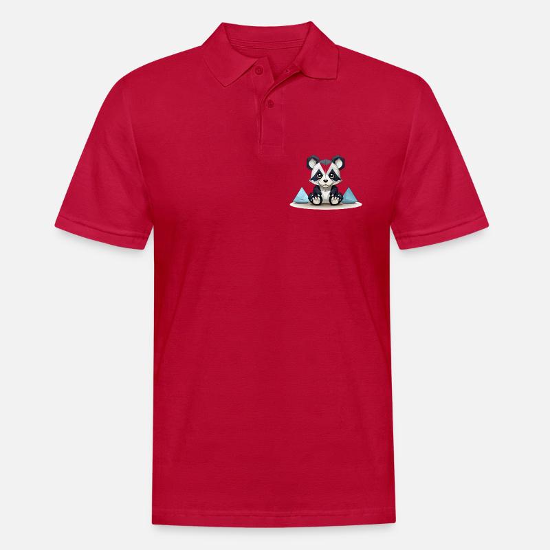 Low-Poly Panda am Eisgebirge - Männer Poloshirt - cherry red