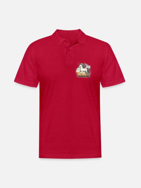 Einhorn im Sonnenfeld - Männer Poloshirt - cherry red