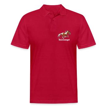 Elster Wildpferd (für dunkle Texile) - Männer Poloshirt - cherry red - Vorne - Jaron (178cm)