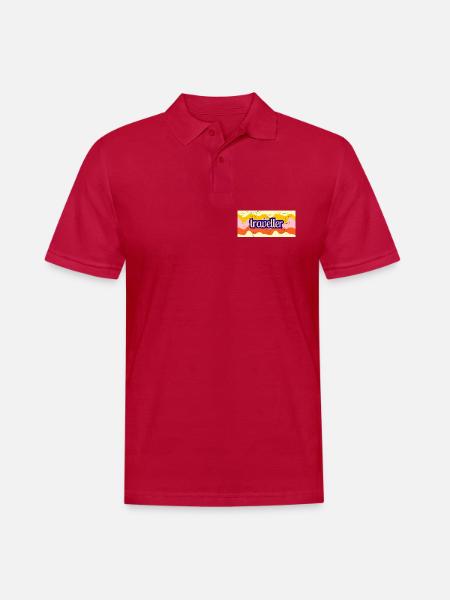 Traveller Weltkarte Farbband - Männer Poloshirt - cherry red