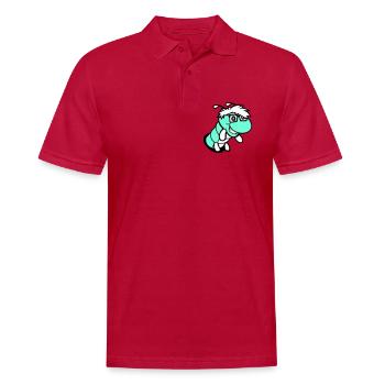 nerd caterpillar looks hole geek worm horn-rimmed glasses smart - Men's Polo Shirt - cherry red - Front - Jaron (178cm)