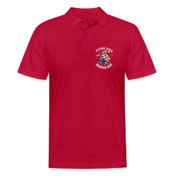 Ours en peluche skateur sur skateboard - Polo Homme - cherry red - Devant - Jaron (178cm)
