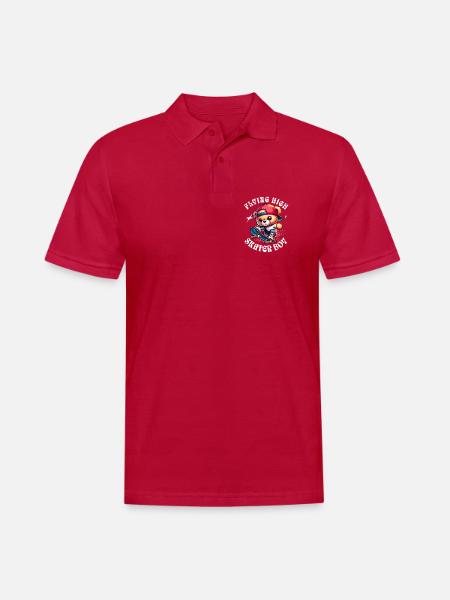 Skater teddy bear on skateboard - Men's Polo Shirt - cherry red
