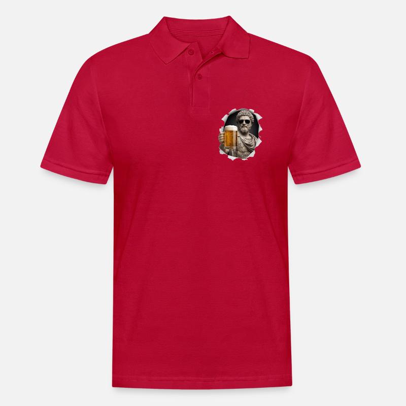 Marcus Aurelius mit Sonnenbrille und Bier - Männer Poloshirt - cherry red
