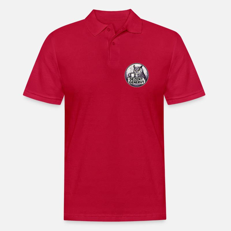 Dezent Genervt Eule mit Kaffee - Männer Poloshirt - cherry red