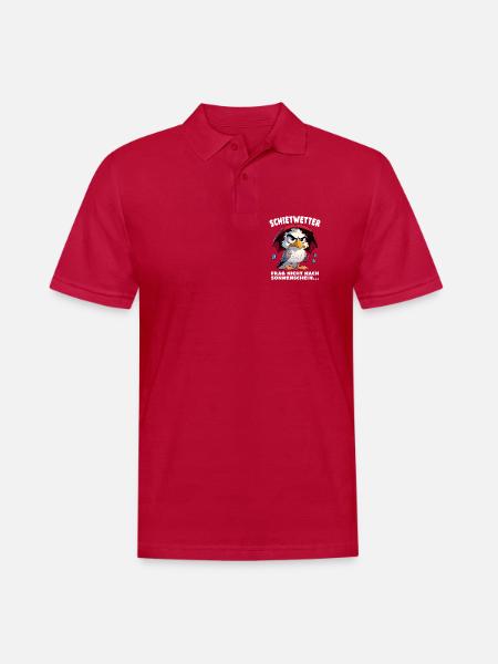 Schietwetter Spruch Lustige Möwe mit Regenschirm - Männer Poloshirt - cherry red