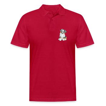 Australian Shepherd Hund Aussie - Männer Poloshirt - cherry red - Vorne - Jaron (178cm)