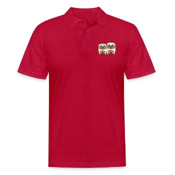 2 chiens Carlin Homme Femme Couple Deux Amoureux Amour - Polo Homme - cherry red - Devant - Jaron (178cm)