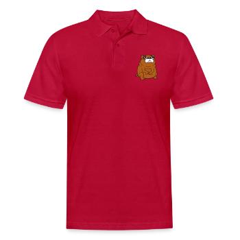 Pug dog sits small begging dick looks sad - Men's Polo Shirt - cherry red - Front - Jaron (178cm)