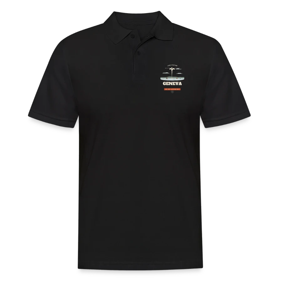 Geneva badge on a men's polo shirt, black