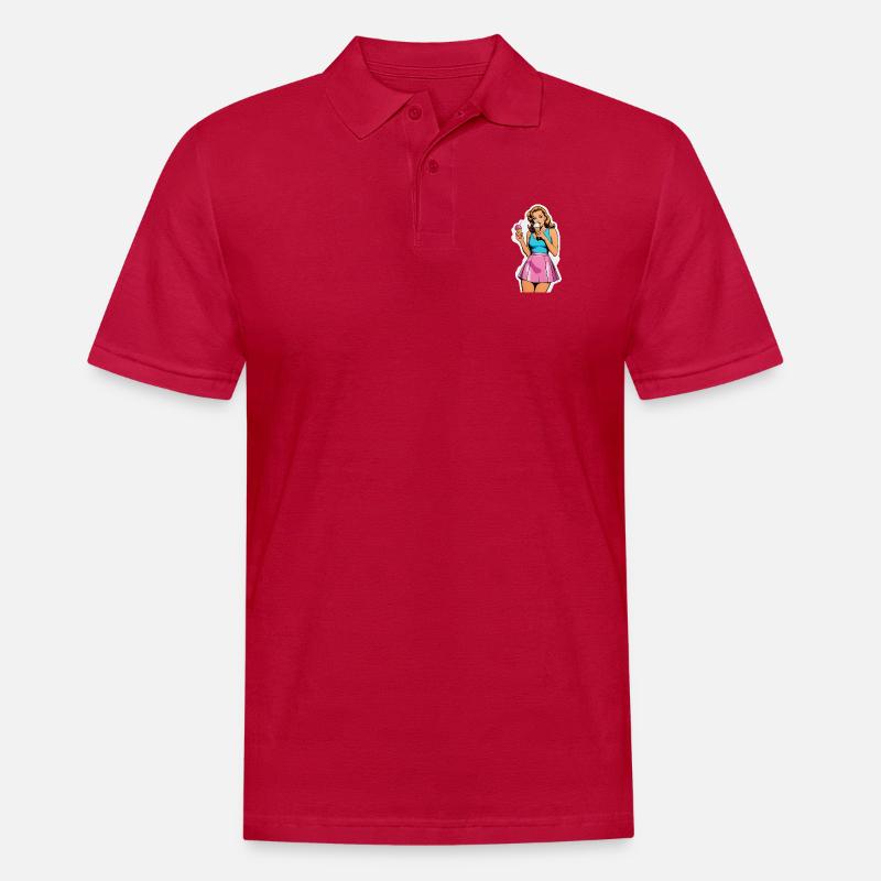 Retro Mädchen Eis essen - Männer Poloshirt - cherry red