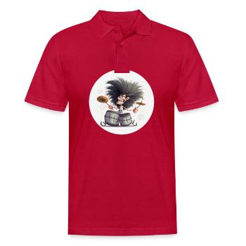 Drummer Man - Männer Poloshirt - cherry red - Vorne - Jaron (178cm)
