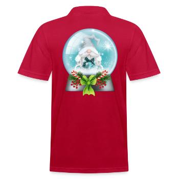 Snow Globe Santa with Candy Canes - Men's Polo Shirt - cherry red - Back - Jaron (178cm)