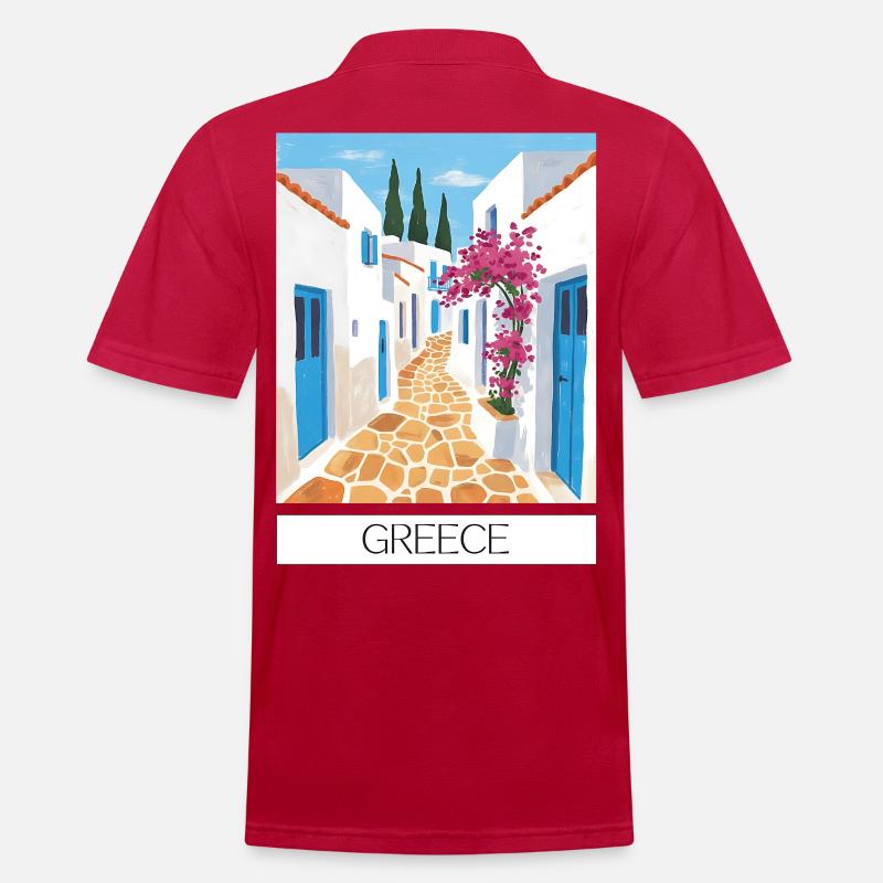 Griechischer Straßenpfad Blauweiß - Männer Poloshirt - cherry red