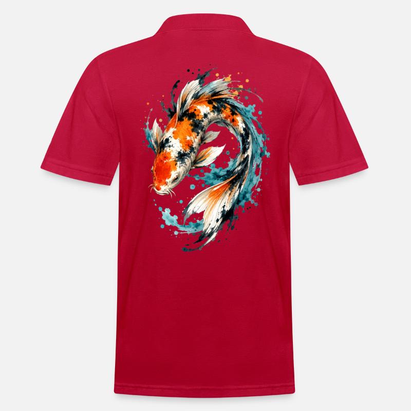 Aquarell Koi Splash - Männer Poloshirt - cherry red