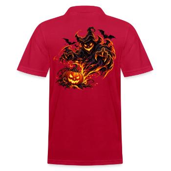 Feuriger Halloween Dämon - Männer Poloshirt - cherry red - Hinten - Jaron (178cm)