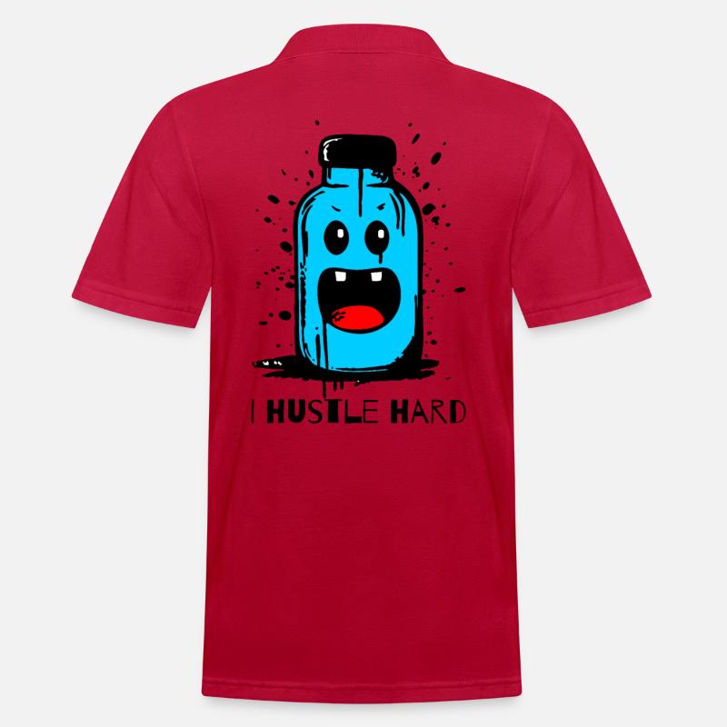 "I Hustle Hard" Flasche - Männer Poloshirt - cherry red