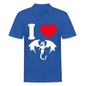 dragon i love dragon fire flying spewing fantasy - Men's Polo Shirt - royal blue - Front - Kai (181cm)