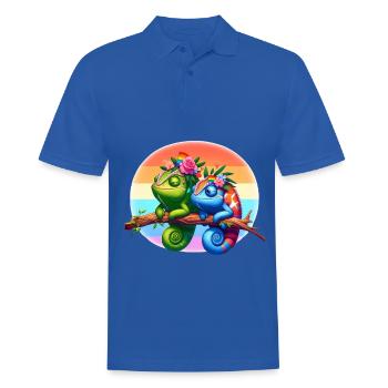 C’est normal d’être gay, fierté LGBTQ+ des caméléons - Polo Homme - bleu royal - Devant - Kai (181cm)