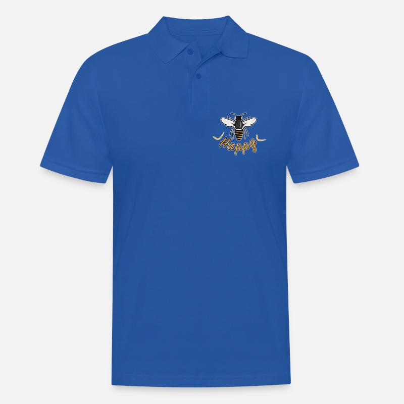 Happy bee with 'Happy' lettering - Men's Polo Shirt - royal blue