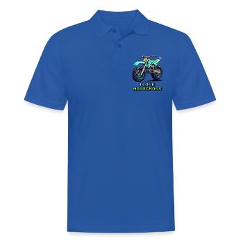Pixelkunst Motorrad: Ich liebe Motocross - Männer Poloshirt - Royalblau - Vorne - Kai (181cm)