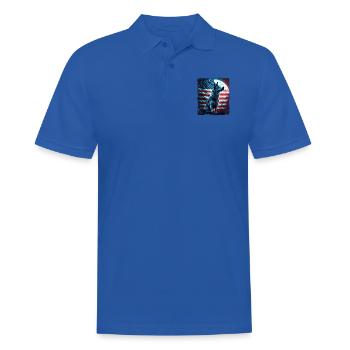 America dog under Moon with American Flag - Men's Polo Shirt - royal blue - Front - Kai (181cm)