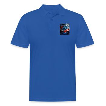 L’Amérique pêche sous la Lune avec le drapeau américain - Polo Homme - bleu royal - Devant - Kai (181cm)