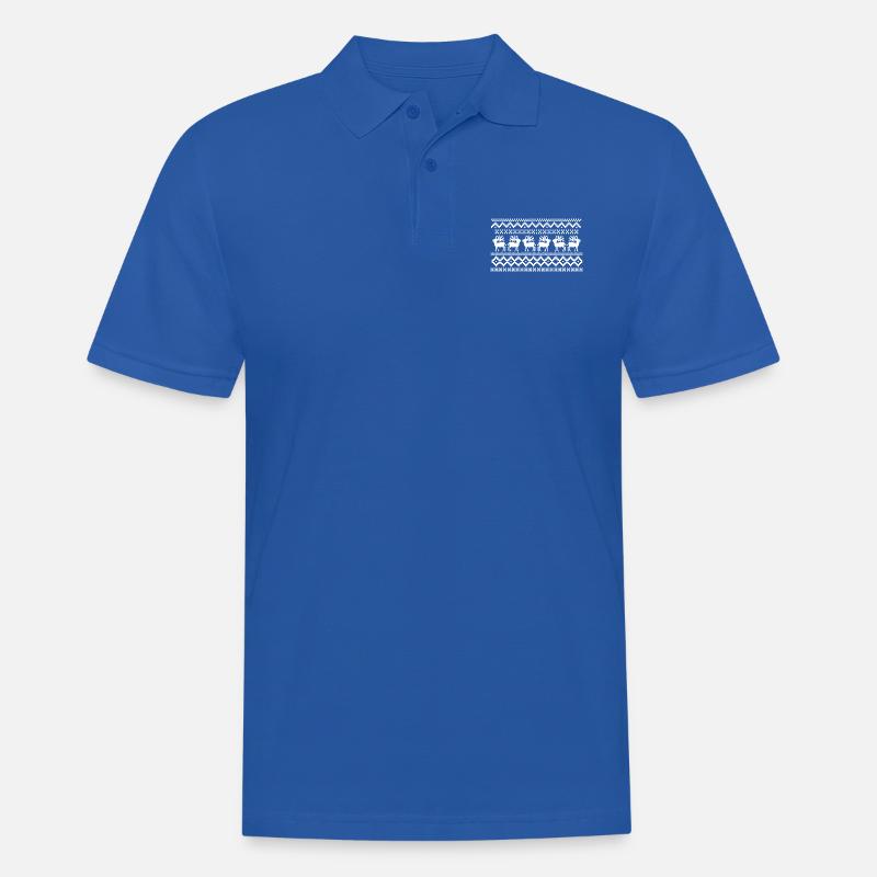 Norwegisches Muster eines Hirschpullovers - Männer Poloshirt - Royalblau