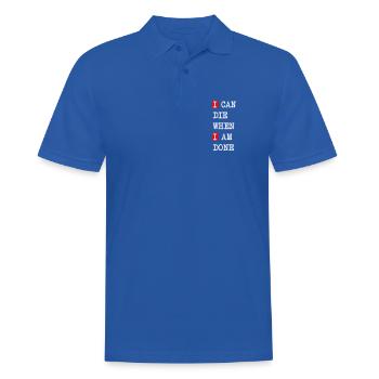 Mourir quand j’aurai fini – design sombre et statement - Polo Homme - bleu royal - Devant - Kai (181cm)