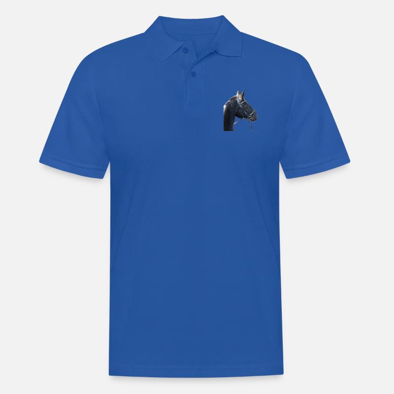 Pferdekopf eines Rappen mit Trense - Männer Poloshirt - Royalblau