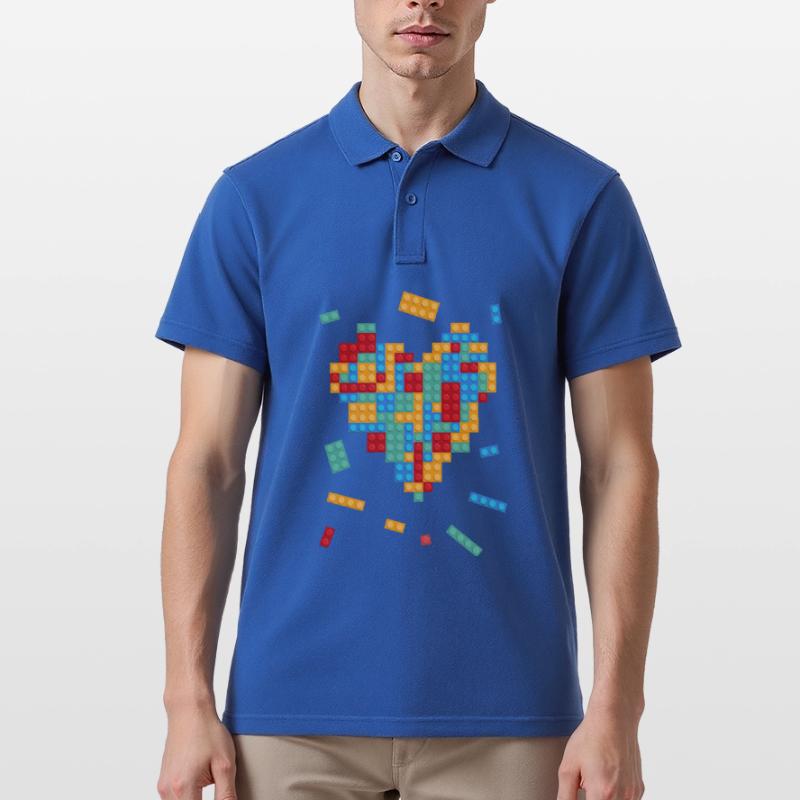 La Saint-Valentin coeur blocs de construction constructeur architecte Polo Homme