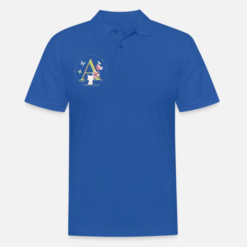 Lettre initiale A avec chat - Polo Homme - bleu royal