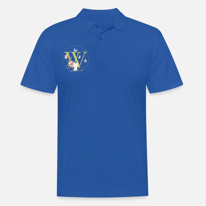Lettre initiale W avec chat - Polo Homme - bleu royal