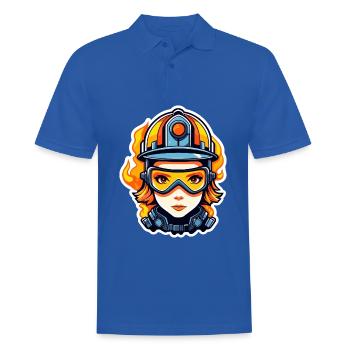 Feuerwehrfrau Zeichnung - Männer Poloshirt - Royalblau - Vorne - Kai (181cm)