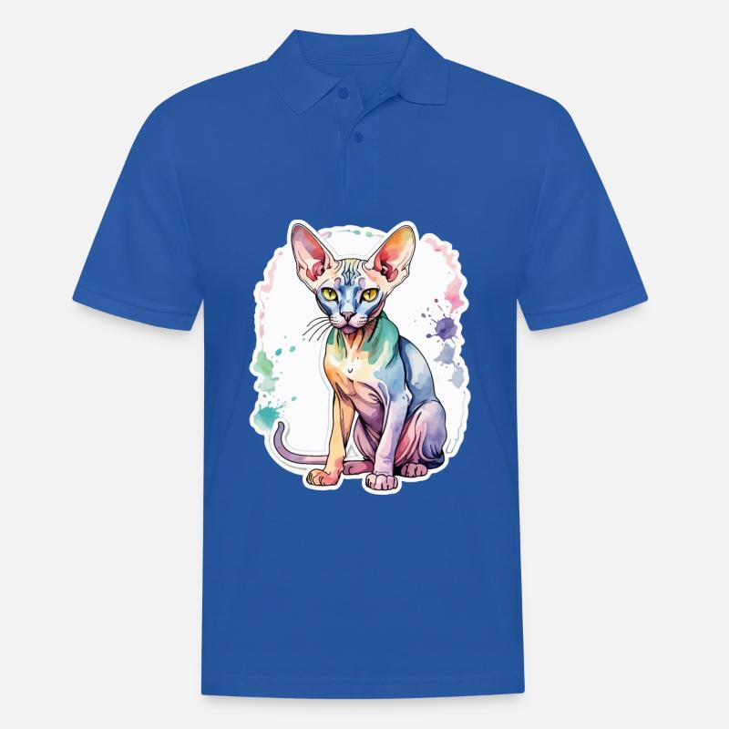 Sphynx Katze Wasserfarben - Männer Poloshirt - Royalblau