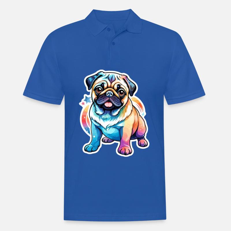 Mops Wasserfarben - Männer Poloshirt - Royalblau
